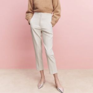 BRAND NEW ZARA HIGH WAISTED TROUSERS - LIGHT BEIGE